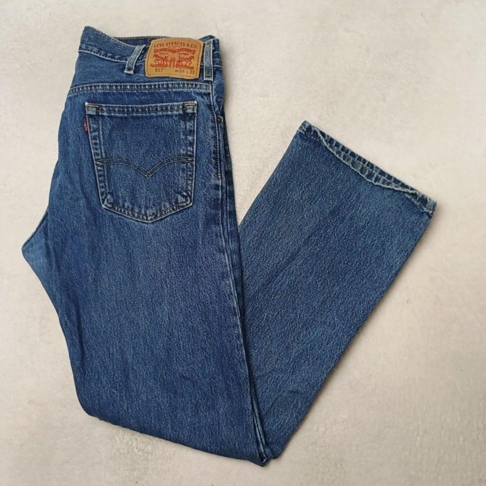Levis 517 Jeans Mens 34x32 Blue Bootcut Medium Wash 5-Pocket Denim Regular Fit